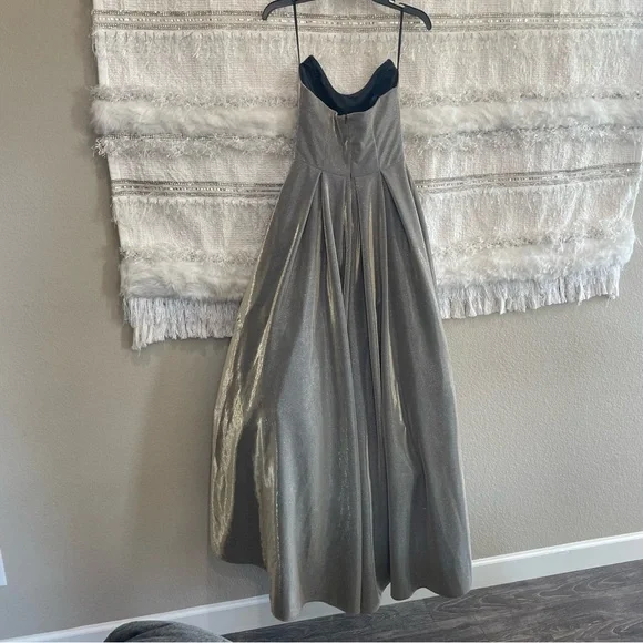 Betsy & Adam Womens Metallic Hi-Low Evening Dress - Picture 10 of 14